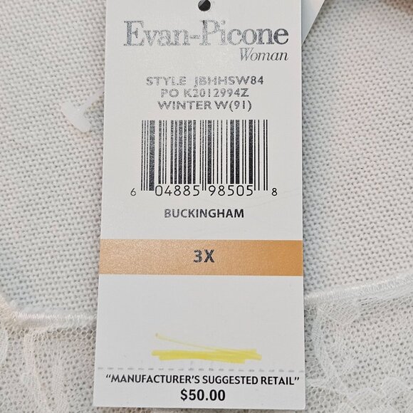 NEW! Evan-Picone Sweater Womans Size 3X Lace Trim Professional Feminine - Picture 6 of 10